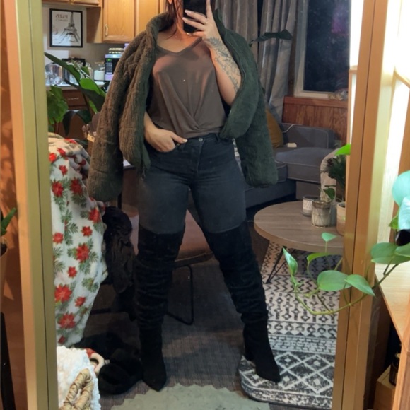 8.5 Womens Over the knee black heeled boots - Picture 8 of 8